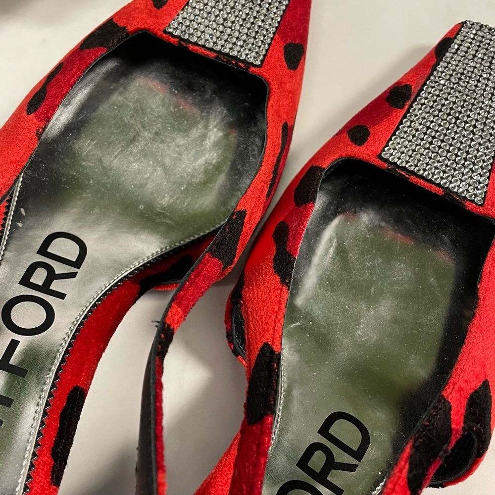 Tom Ford Velvet Animalier Crystal Slingback - Picture 8 of 8